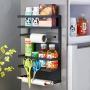 Magnetic Rack Refrigerator-Organizer Rustproof Spice Rack Storage (Black)