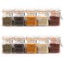 24 Pack - 3.4 Ounce Mini Square Glass Spice Jar with Orange Flip-Top Gasket, Airtight Clear Storage Jars, with REUSABLE labels and Pen by Premium Vials