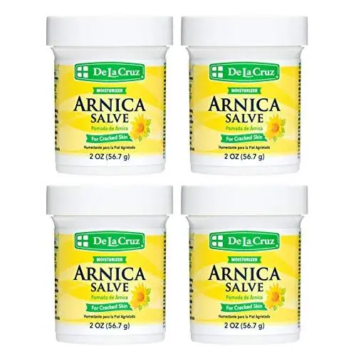 De La Cruz Arnica Salve for Cracked Skin, No Preservatives, Artificial Colors or Fragrances, Allergy-Tested, Made in USA 2 OZ. (4 Jars) De La Cruz Arnica Salve for Cracked Skin, No Preservatives, Artificial Colors or Fragrances, Allergy-Tested, Made in USA 2 OZ. (4 Jars)