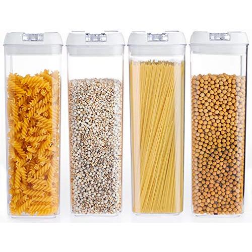Set von 4 luftdichten Lebensmittelbehältern mit Deckeln aus strapazierbarem, BPA-freiem Kunststoff zum Trocken- und Frischhalten von Lebensmitteln