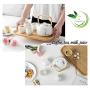 Teapot Ceramic Vintage Marble pattern Large capacity with 4 cups,kettle Water storage jar the Chinese tea culture Green Jasmine Flowers Black Tea Coffee milk,living room,tea lovers,WhiteB