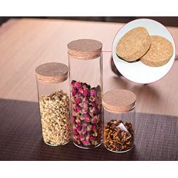 300ml/10oz Clear Glass Food Storage Jar with Cork Stopper - 1Pack Tightly Sealed Reusable Coffee Bean & Kitchen Container for Tea Dry Fruit Nuts Candy Seasoning