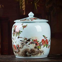 Food Jars & Crocks Rice Storage Home Kitchen Hand-painted Rice Cylinder With Lid Moisture-proof Flour Storage Tank Handmade Beautiful Durable Decoration Gift (Color : A, Size : 2833cm)