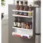 Magnetische Gewürzregal Organizer Tier Kühlschrank Gewürz Lagerregal für Ölbehälter Salz Pfeffer Kleine Dinge Weiß