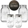 Ball Mason Jars 32 oz & 16 oz Bundle with Non Slip Jar Opener- Regular Mouth Ball Canning Mason Jar - Canning Glass Jars with Lids