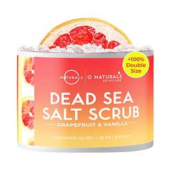 O Naturals Exfoliating Dead Sea Salt Grapefruit Essential Oil Face Body & Foot Scrub. w/Vanilla &. Hydrating Exfoliate Dead Skin, Best Anti Cellulite Acne Ingrown Hairs Corns, Men & Women Scrub 18oz