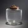 Shelf Floating Glass Tea Pot Kitchen Heat-resistant Storage Jar Scented Tea Transparent Sealed Jar Copper Buckle Wood Cover Hammerhead Pattern Storage Tank 400ml.