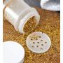 Natural Spice Sifter Jar with Airtight White Lids holds 1 oz / 30 ml / 28 grams each (6 pack) + Labels and Measuring Cup