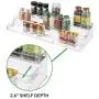 mDesign Large Plastic Adjustable, Expandable Kitchen Cabinet, Pantry, Shelf Organizer/Spice Rack with 3 Tiered Levels of Storage for Spice Bottles, Jars, Seasonings, Baking Supplies - Clear