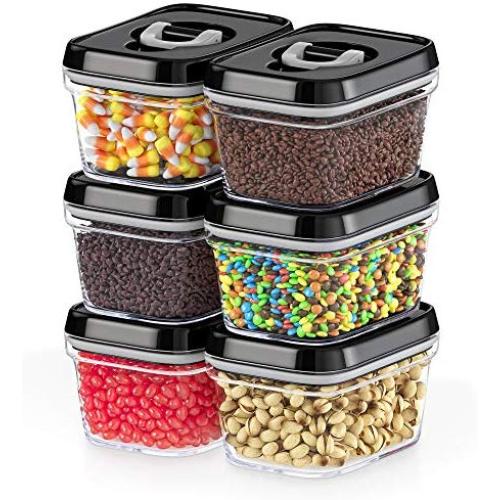 DW?LLZA KITCHEN Airtight Food Storage Containers with Lids ? 6 Pieces All Same Size - Pantry Container for Spices, Candy, Nuts, Coffee and Tea, Clear Plastic BPA-Free, Keeps Food Fresh & Dry