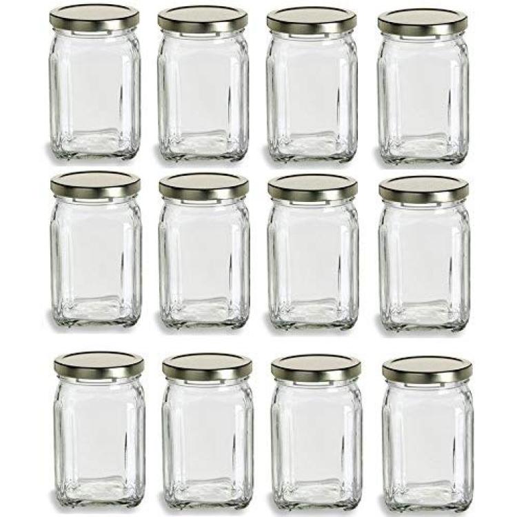 10 oz (292 ml) Victorian Square Glass Jar with White Lid