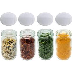 Jarming Collections Glass Spice Jars/Bottles -Mini Mason Jars 4 oz. Empty Spice Containers with Pour/Sift Course Shaker Lids Complete Set with Chalk Spice Labels for Herbs and Spices