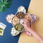 JUSTDOLIFE Snack Serving Tray Double-Layer Flower Fruit Plate Divided Serving Tray with Lid