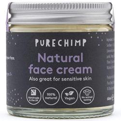 Natural Face Cream 2.1oz (60m)l by PureChimp - Recyclable Glass + Aluminium Lid - Jojoba & Sea Buckthorn - Vegan - Alcohol & Palm Oil Free For Sensitive Skin