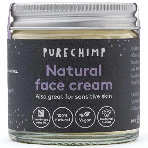 Natürliche Gesichtscreme 2.1oz (60ml) von PureChimp – Recyclingglas + Aluminiumdeckel – Jojoba & Meerbuckthorn – Vegan – Ohne Alkohol & Palmöl – Für Empfindliche Haut