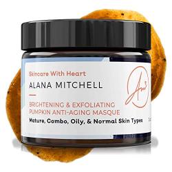 Brightening Pumpkin Enzyme Face Mask 2oz W/ Glycolic Acid, Lactic and Citric Acid - Instant Gel Exfoliating Mask For Anti Aging, Lighter, Younger Refreshed Neck and Facial Area Skin Care