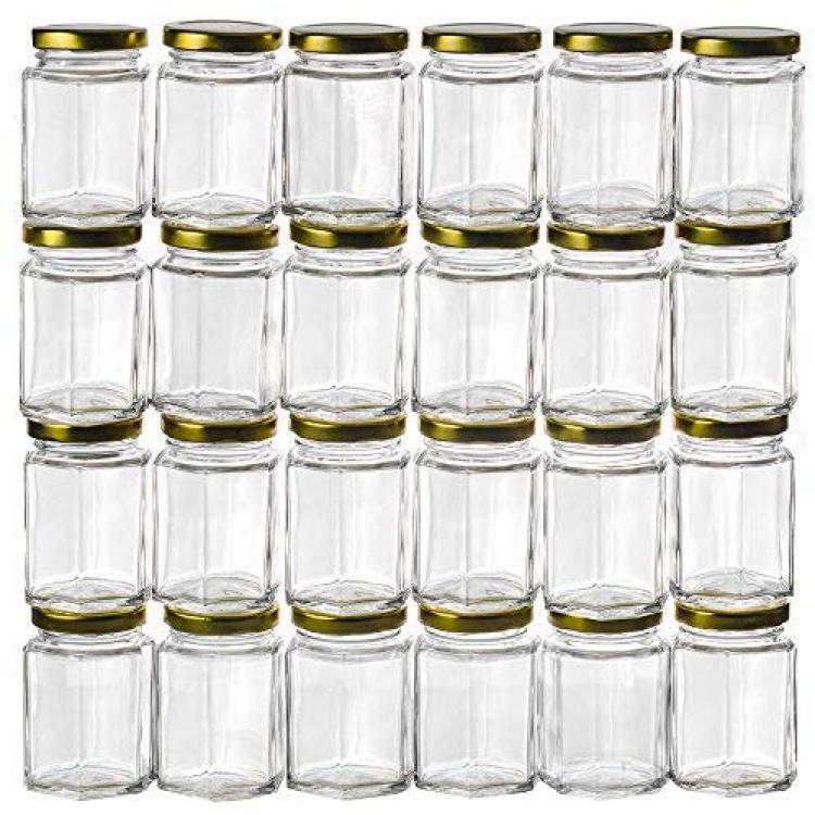 Gojars Hexagon Glass Jars 6oz Premium Food-grade. Mini Jars With