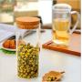 300ml/10oz Clear Glass Food Storage Jar with Cork Stopper - 1Pack Tightly Sealed Reusable Coffee Bean & Kitchen Container for Tea Dry Fruit Nuts Candy Seasoning