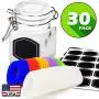 Spice Jars Airtight 4 oz small mason Glass Jars with Leak Proof Multi Color Gasket + Hinged Lid + Reusable Chalkboard Label Multipurpose Spice Containers Herb Seasoning Art Craft Storage Empty 30 Pack