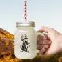 Black Wizard Frosted Glass Mason Jar With Straw