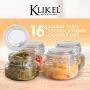 Klikel Square Glass Kitchen Storage Canister Jars - Crystal Clear Food Storage Jars with Clear Lid and Bail & Trigger Hermetic Seal - 16oz, (Set of 4)