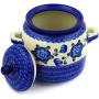 Polish Pottery Jar with Lid and Handles 6-inch Blue Poppies