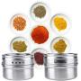 vivaBKK Magnetic Stainless Steel Spice Pot Herb Seasoning Jar Storage Kitchen Transparent Lid Tins Set of 12 pcs