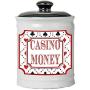 Cottage Creek Casino Gifts Round Ceramic Casino Money Jar/Vegas Casino Lover Gifts Slot Machine Gambling Gifts [White]