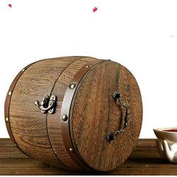 lzndeal Storage Barrel Canister,Tea Bucket,Coffee Bean Canister,Mini Wooden Barrel Canister Storage Box for Tea Leaf Flour Coffee Bean