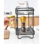 TNKML Wrought Iron Condiment Storage Rack Kitchen Countertop Spice Rack Double Storage Rack - Black