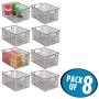 mDesign Farmhouse Decor Metal Wire Food Storage Organizer Bin Basket with Handles - for Kitchen Cabinets, Pantry, Bathroom, Laundry Room, Closets, Garage - 12 Inches Long - 8 Pack - Bronze