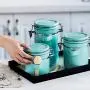 Danmu 1Pc of Lead Free Ceramic Jar with Stainless Steel Clasp Cookie Biscuit Coffee Oatmeal Spice Tea Sugar Container (Blue, 650ML) Danmu 1Pc of Lead Free Ceramic Jar with Stainless Steel Clasp Cookie Biscuit Coffee Oatmeal Spice Tea Sugar Container (Blue, 650ML)