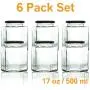 Goldwell Designs Hexagon Glass Jar/Spice Jar 500ml / 17oz - 6 Piece Set
