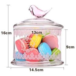 HOUSIYU Pharmacist Jar Glass with Dust and Moisture Storage Tank, Suitable for Candy Self-Service Display, Kitchen Shower Decoration, 16x14.5x9cm