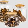 Cabilock 900ml Bamboo Lid Storage Jar Borosilicate Glass Storage Jar Candy Jar Spice Jars Glass Storage Tank for Sugar Candy Cookie