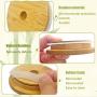 Bamboo Mason Jar Lids Wide Mouth Straw Hole, Natural Mason Jar Lids with 4 Reusable Stainless Steel Straws (Wide mouth)