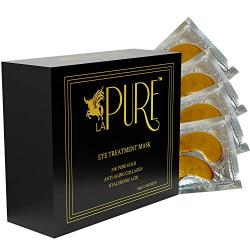 LA PURE 24K Gold Eye Treatment Masks - Under Eye Patches, Dark Circles Under Eye Treatment, Under Eye Bags Treatment, Eye Mask for Puffy Eyes, Anti-Wrinkle, Undereye Dark Circles, Gel Pads 15 Pairs