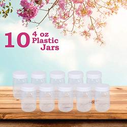 4 oz Small Plastic Mason Jar Square Bottle with Lids 10 Pk BPA Free Food Safe