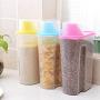 HOMELUNY Pack of 3 Airtight Moisture Proof Rice Storage Jars Kitchen Cereal Storage Jars (with Measuring Cup) for Candy, Cookie, Rice, Sugar,Flour,Snacks Keeping Food Dry & Fresh