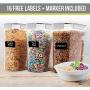 Cereal Container Storage Set - 3 Piece Airtight Food Storage Containers. BPA Free Dispenser Storage Container Set with Free Labels & Pen - by Simple Gourmet