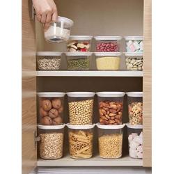 HOMELUNY Set of 4 Kitchen Airtight Plastic Food Jars Clear Cereal Storage Food Container Jars for Candy, Cookie, Rice, Sugar,Flour,Snacks Keeping Food Dry & Fresh High section