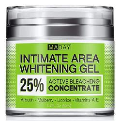 Intimate Whitening Cream - Made in USA Skin Lightening Gel for Body, Face, Bikini and Sensitive Areas - Underarm Bleaching Cream with Mulberry Extract, Arbutin, Licorice Extract - 1.7oz