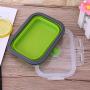 Kitchen Food Storage Jar Airtight Food Storage 4X Portable Collapsible Folding Silicone Food Storage Containers Lunch Bento Box (Color : Blue)