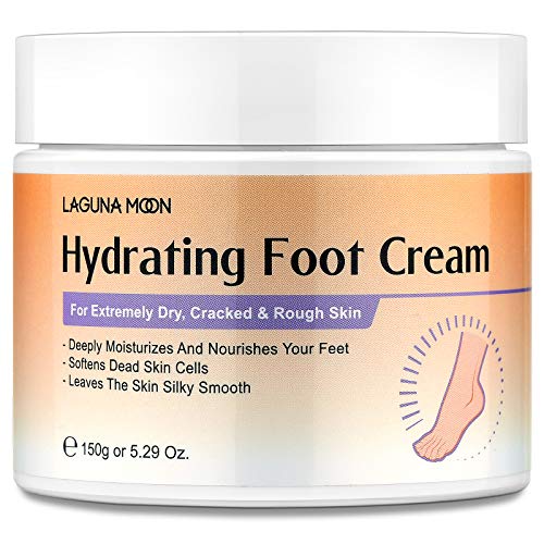 Lagunamoon Foot Cream for Dry Cracked Feet, Urea, Vitamin E & Hyaluronic Acid Foot Moisturizer for Dry, Rough, Calloused, Cracked Feet Repair and Soften, Non-Greasy & Fast Absorbing, 5.3 oz