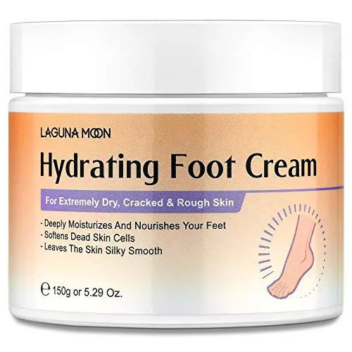 Lagunamoon Fußcreme zur Pflege von trockenen, rissigen Füßen, mit Harnstoff, Vitamin E & Hyaluronsäure zur Reparatur und Weichung von trockenen, rauen, zähen und rissigen Füßen, nicht fettend und schnell einziehend, 159 ml