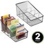 mDesign Plastic Food Packet Organizer Bin Caddy - Storage Station for Kitchen, Pantry, Cabinet, Countertop - Holds Spice Pouches, Dressing Mixes, Hot Chocolate, Tea, Sugar Packets, 2 Pack - Smoke Gray