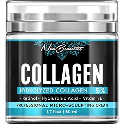 Men Collagen + Retinol Face Moisturizer | Made in USA | Natural + Organic Day and Night Cream | Anti Aging + Anti Wrinkle | 5% Marine Collagen Cream with Retinol, Hyaluronic Acid, Jojoba, Avocado