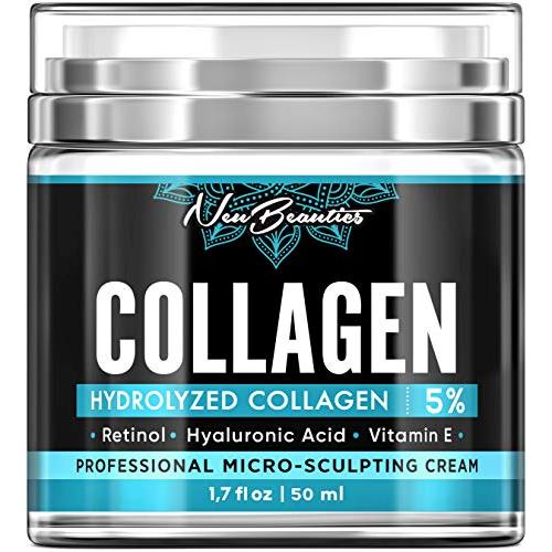 Men Collagen + Retinol Face Moisturizer | Made in USA | Natural + Organic Day and Night Cream | Anti Aging + Anti Wrinkle | 5% Marine Collagen Cream with Retinol, Hyaluronic Acid, Jojoba, Avocado