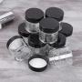 CHICTRY 10Pcs Plastic Clear Jars Empty Refillable Leak Proof Travel Sample Jars with Lids for Makeup Cosmetic Lotion Creams Oils Salves Ointments Black 30g One Size
