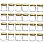 Nakpunar 24 pcs, 1.5 oz Mini Glass Jars with Gold Lids - Made in USA - For Jam, Honey, Wedding Favors, Shower Favors